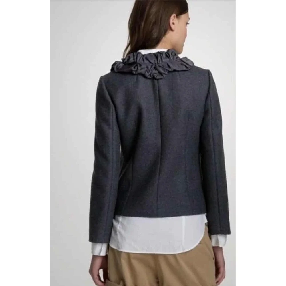 J.‎ Crew Charcoal Grey Wool Ruffle Collar Blazer Jacket